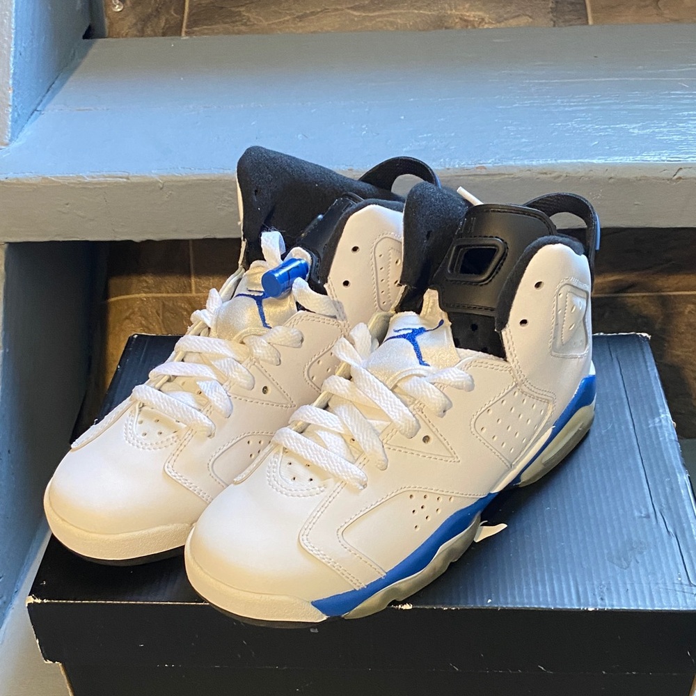 Nike Kids White and Blue High-Top Sneakers